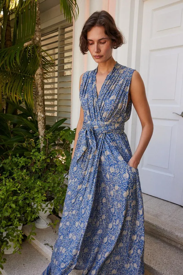 Women Natalie Martin Dresses Nico Sleeveless Dress Water Lily Blue