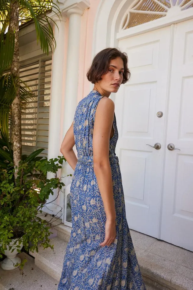 Women Natalie Martin Dresses Nico Sleeveless Dress Water Lily Blue