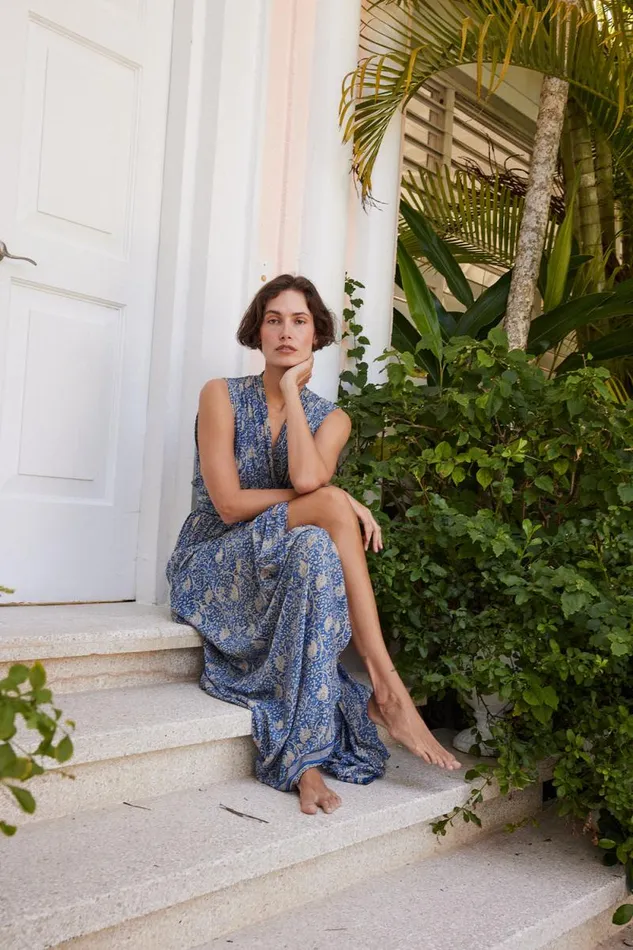Women Natalie Martin Dresses Nico Sleeveless Dress Water Lily Blue