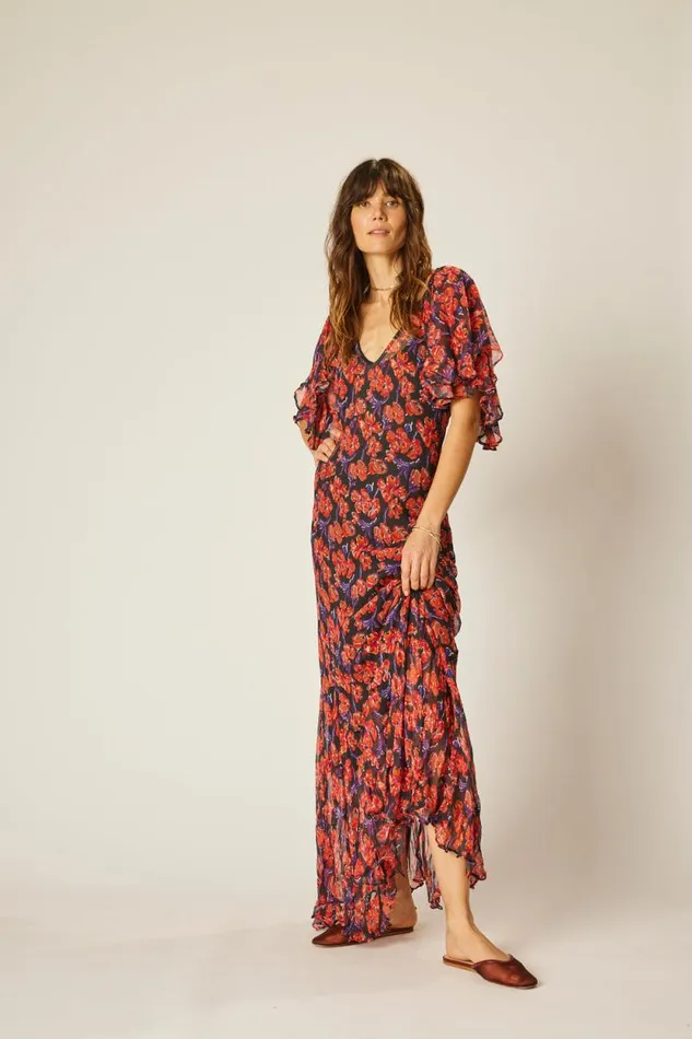 Women Natalie Martin Dresses Ramya Dress Chiffon Watercolor Onyx