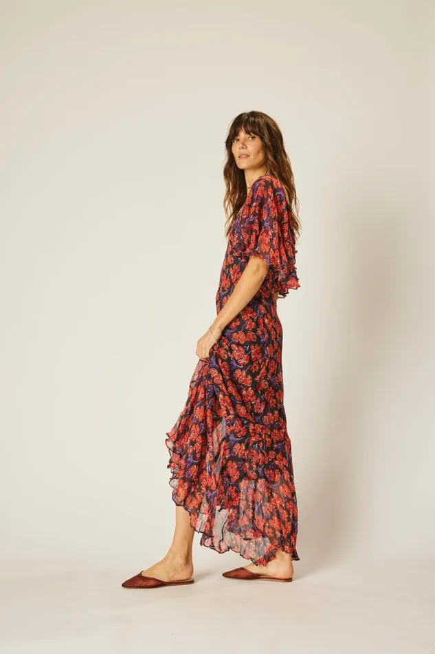 Women Natalie Martin Dresses Ramya Dress Chiffon Watercolor Onyx