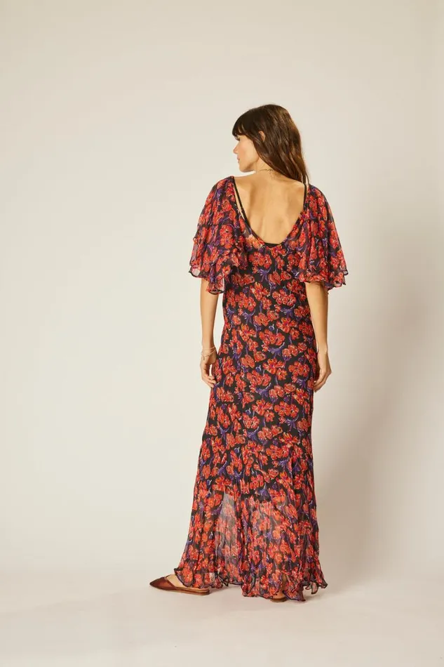 Women Natalie Martin Dresses Ramya Dress Chiffon Watercolor Onyx
