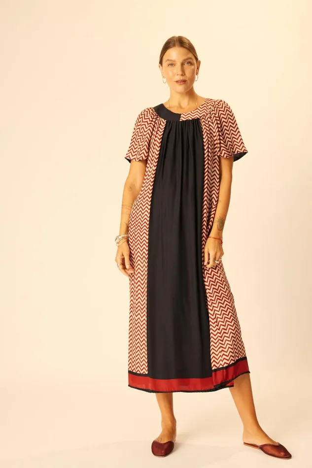 Women Natalie Martin Dresses Sienna Dress Block Zigzag Noire