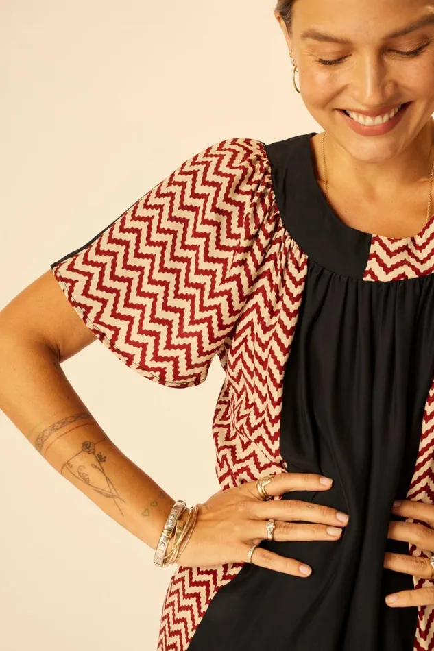 Women Natalie Martin Dresses Sienna Dress Block Zigzag Noire