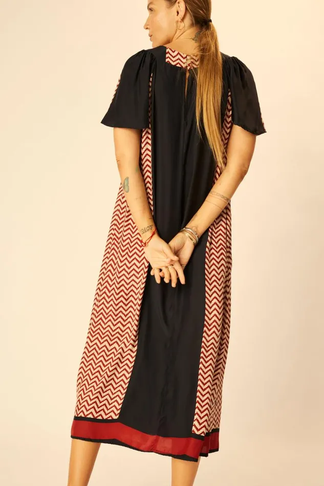 Women Natalie Martin Dresses Sienna Dress Block Zigzag Noire