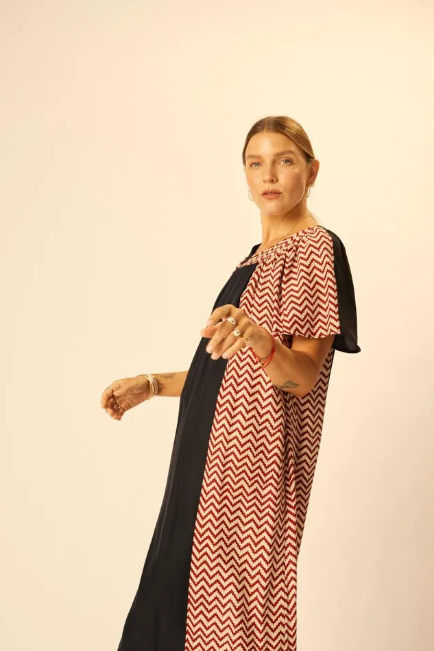 Women Natalie Martin Dresses Sienna Dress Block Zigzag Noire