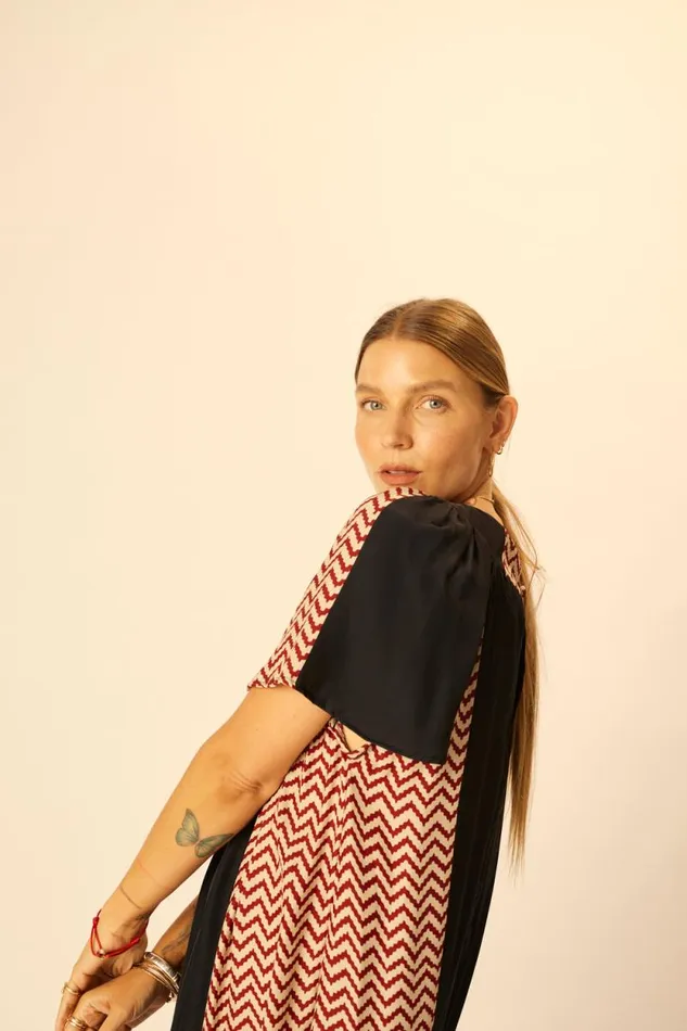 Women Natalie Martin Dresses Sienna Dress Block Zigzag Noire