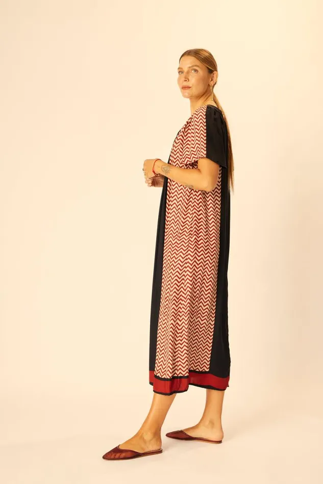 Women Natalie Martin Dresses Sienna Dress Block Zigzag Noire
