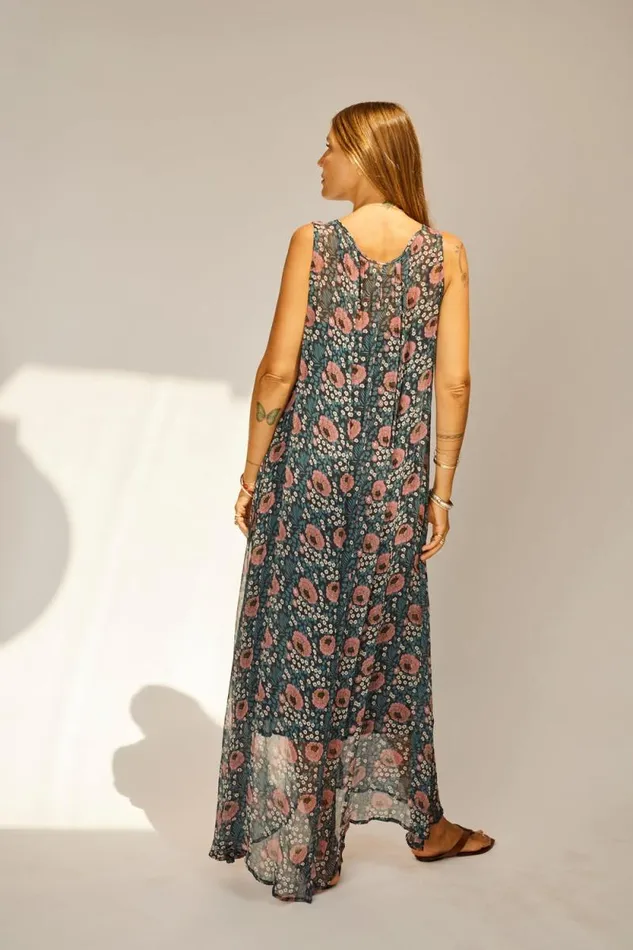 Women Natalie Martin Dresses Tova Maxi Vintage Flowers Indigo