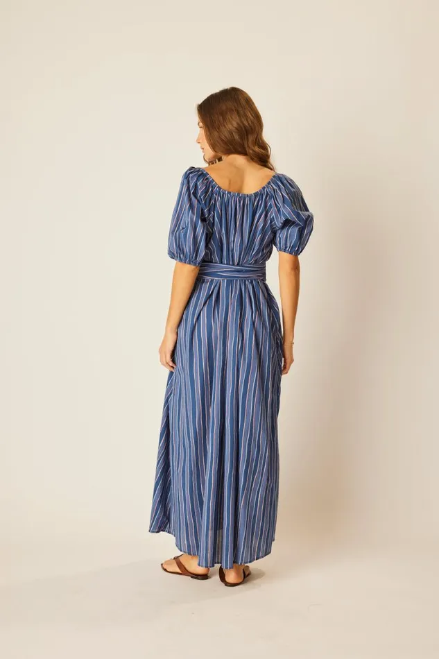 Women Natalie Martin Dresses Vivi Dress With Matching Sash Belt Batik Stripe Navy Women Natalie Martin Dresses Vivi Dress With Matching Sash Belt Batik Stripe Navy