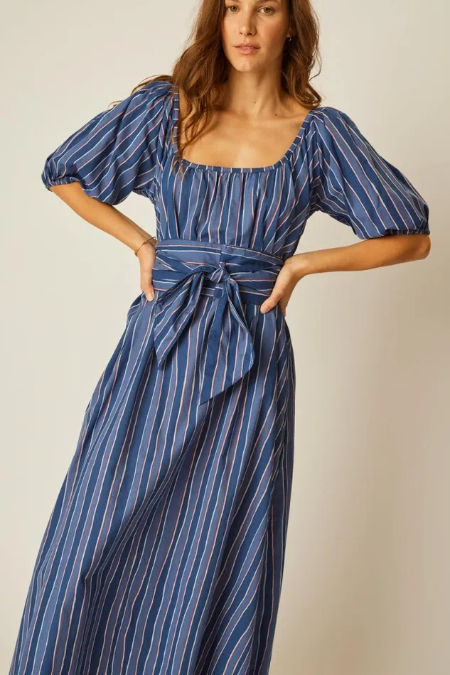 Women Natalie Martin Dresses Vivi Dress With Matching Sash Belt Batik Stripe Navy Women Natalie Martin Dresses Vivi Dress With Matching Sash Belt Batik Stripe Navy