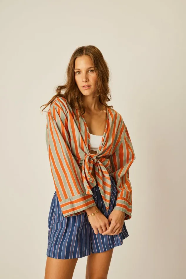 Women Natalie Martin Tops Adriana Top Batik Stripe Sage