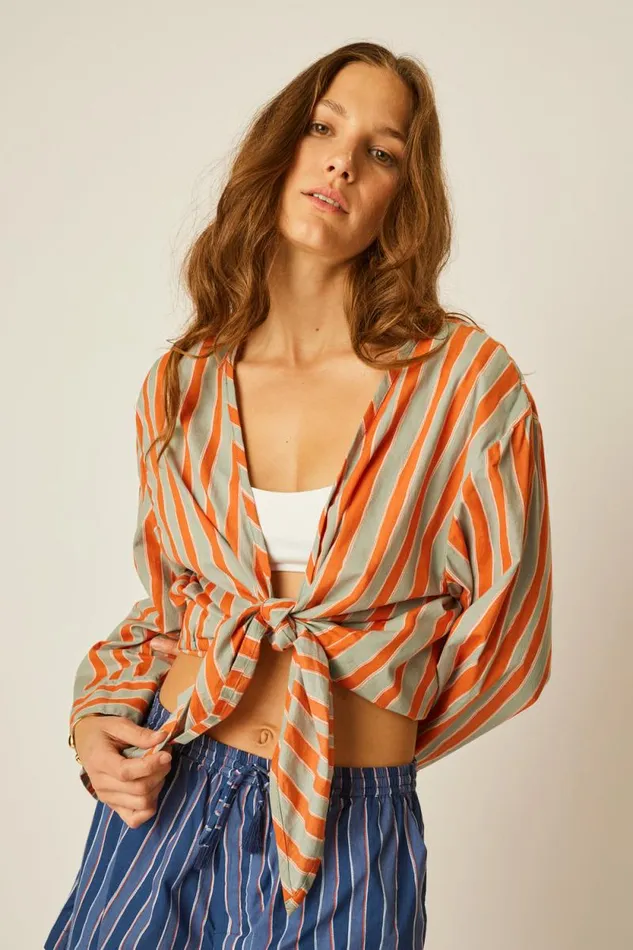 Women Natalie Martin Tops Adriana Top Batik Stripe Sage