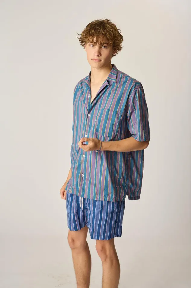 Women Natalie Martin Tops Kevin Shirt Batik Stripe Lavender