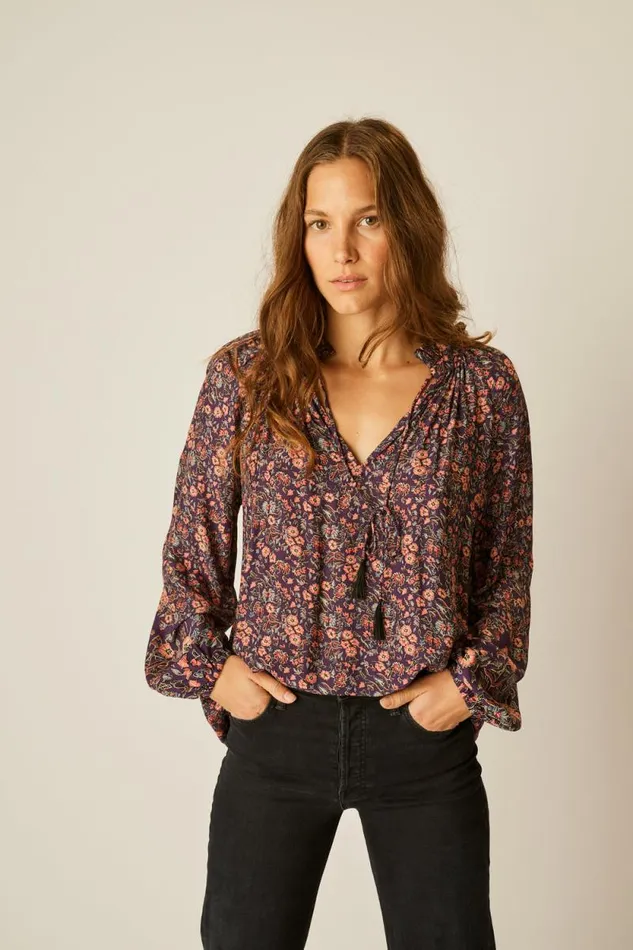 Women Natalie Martin Tops Penny Blouse Petite Fleur Aubergine