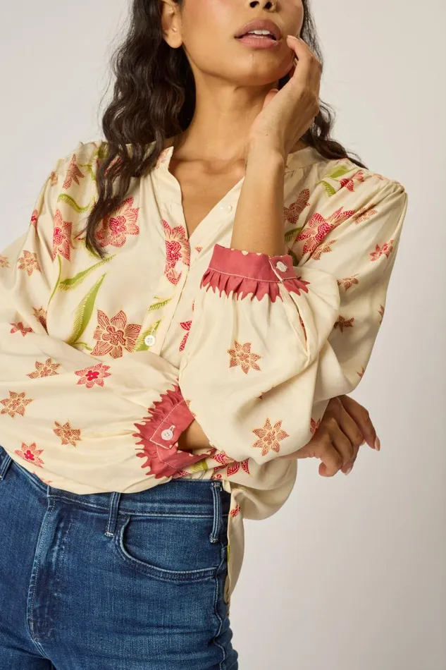 Women Natalie Martin Tops Tolan Shirt Starflower Cream