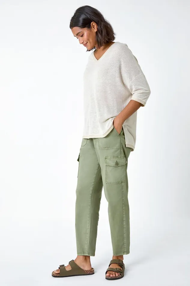 Women Natural Metallic Linen Blend Knitted Top Roman Tops
