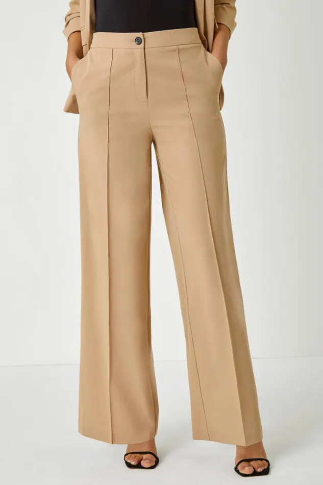 Women Natural Tailored Relaxed Stretch Trousers Roman Coords