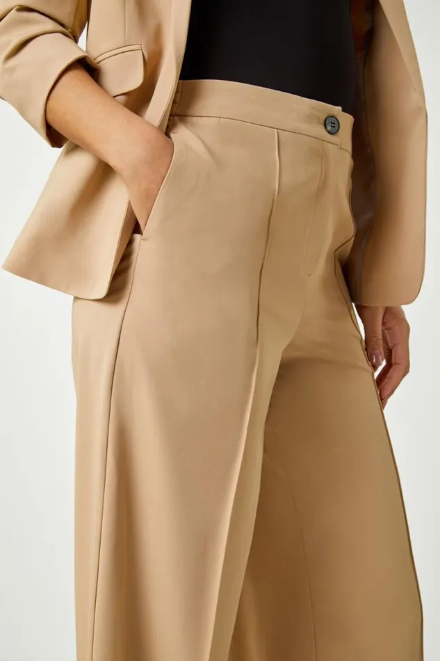 Women Natural Tailored Relaxed Stretch Trousers Roman Coords