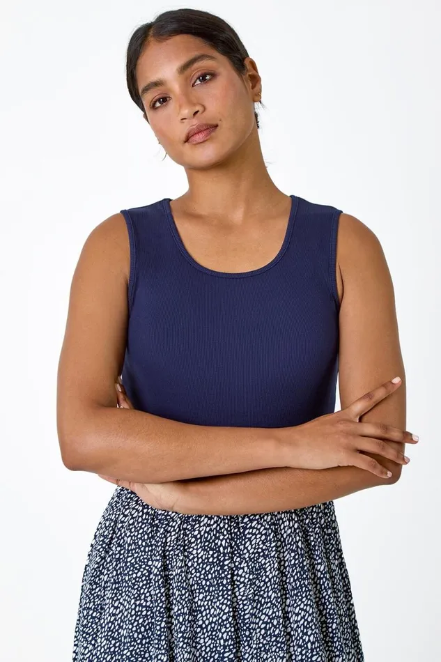 Women Navy Contrast Spot Stretch Jersey Pocket Dress Roman Dresses