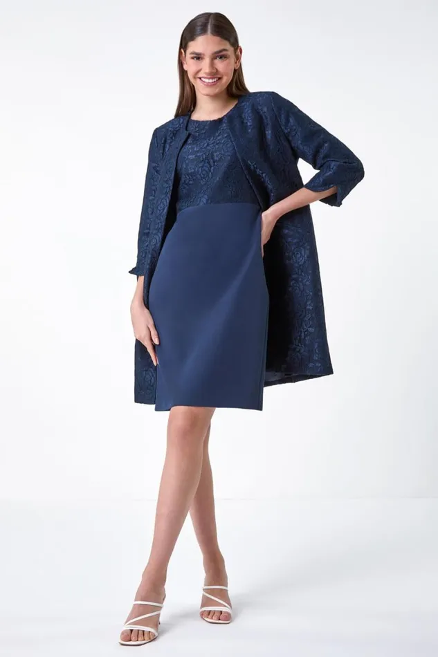 Women Navy Lace Bodice Shift Dress Roman Dresses