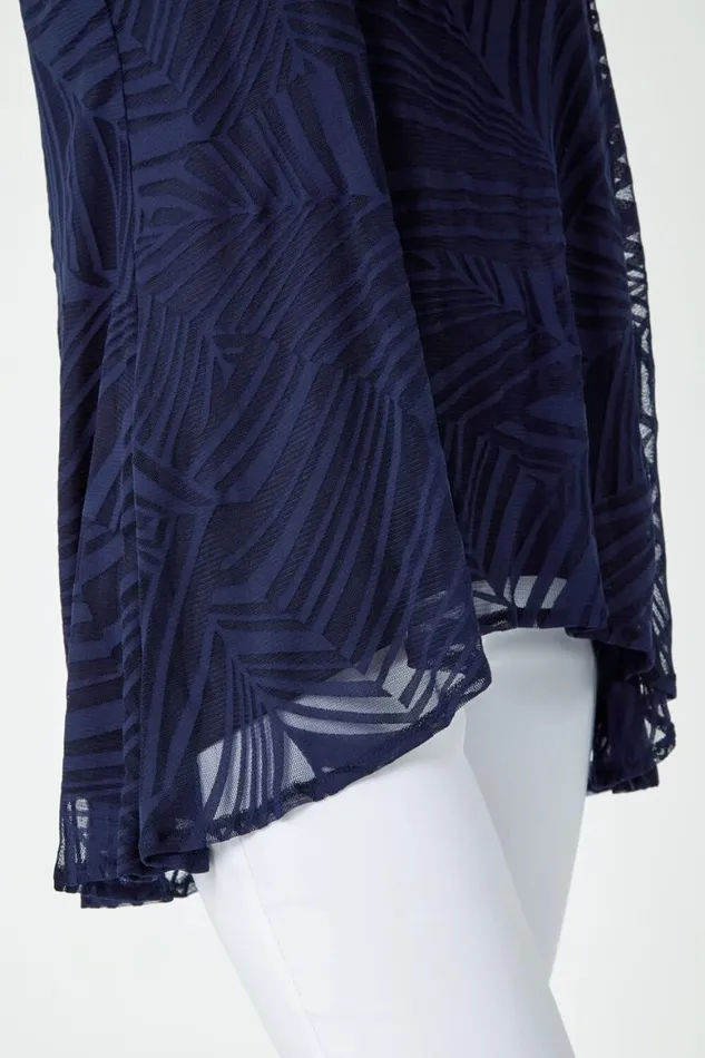 Women Navy Leaf Print Burnout Vest Top Roman Tops