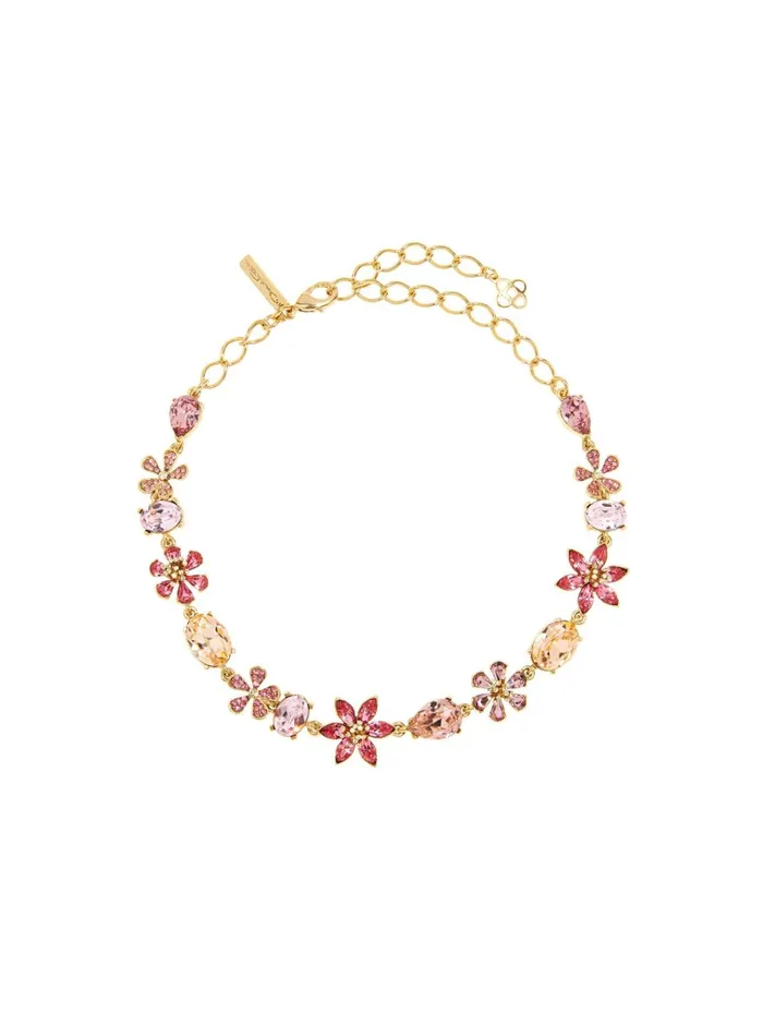 Women Necklaces Oscar De La Renta Crystal Flower Necklace Rose Multi