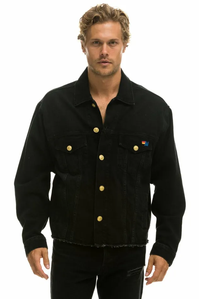 Women NEED FOR SPEED OVERSIZED CROP DENIM JACKET 8211 VINTAGE BLACK Aviator Nation Women NEED FOR SPEED OVERSIZED CROP DENIM JACKET 8211 VINTAGE BLACK Aviator Nation