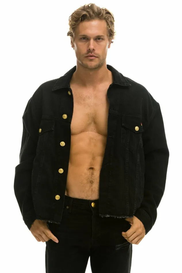 Women NEED FOR SPEED OVERSIZED CROP DENIM JACKET 8211 VINTAGE BLACK Aviator Nation Women NEED FOR SPEED OVERSIZED CROP DENIM JACKET 8211 VINTAGE BLACK Aviator Nation