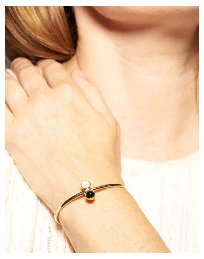 Women Odette Double Aura Bracelet With Mother Of Pearl And Black Onyx Brass Madewell Bracelets Women Odette Double Aura Bracelet With Mother Of Pearl And Black Onyx Brass Madewell Bracelets