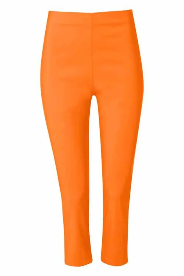 Women Orange Cropped Stretch Trouser Roman Trousers