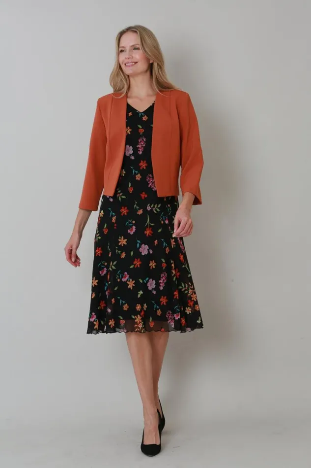 Women Orange Julianna Cropped Crepe Jacket Roman Jackets