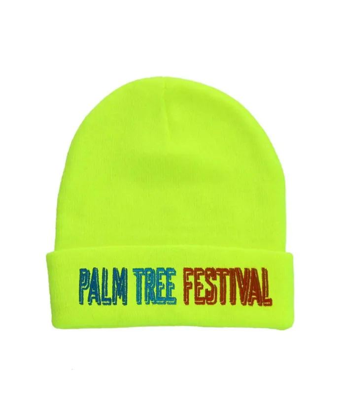 Women PALM TREE FESTIVAL ASPEN 2023 BEANIE 8211 NEON YELLOW Aviator Nation Beanies
