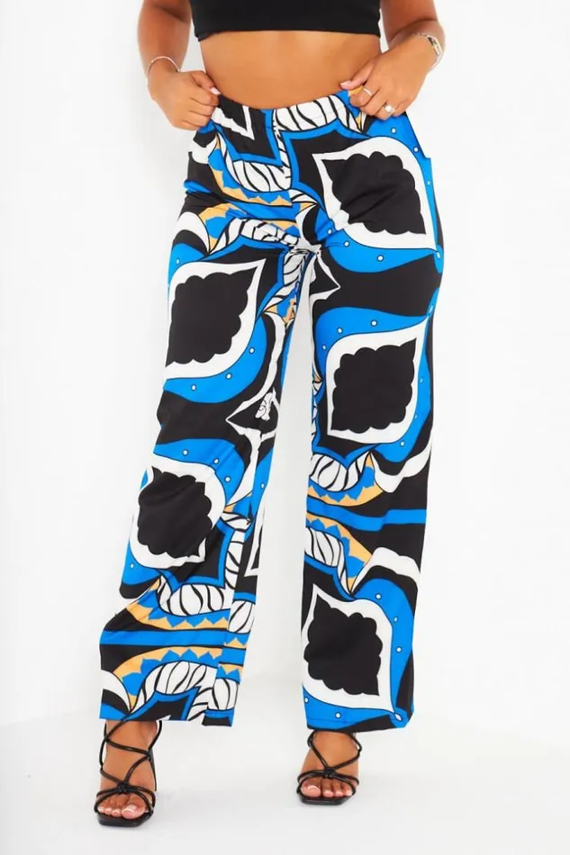Women Pantalon Bleu Large Et Baroque Blue Brentiny Paris Pants