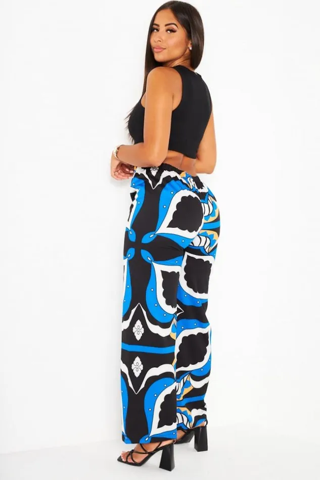 Women Pantalon Bleu Large Et Baroque Blue Brentiny Paris Pants