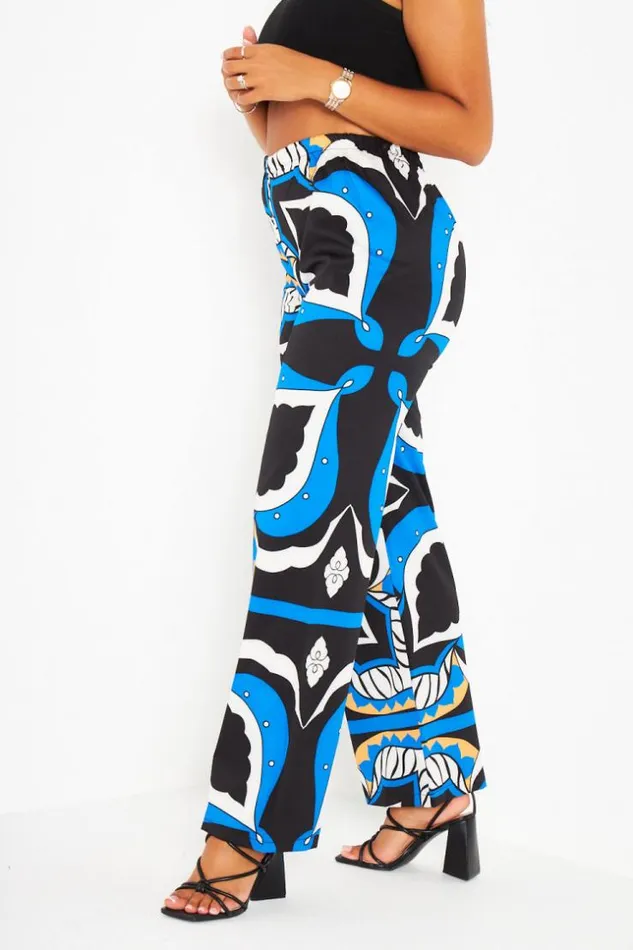 Women Pantalon Bleu Large Et Baroque Blue Brentiny Paris Pants