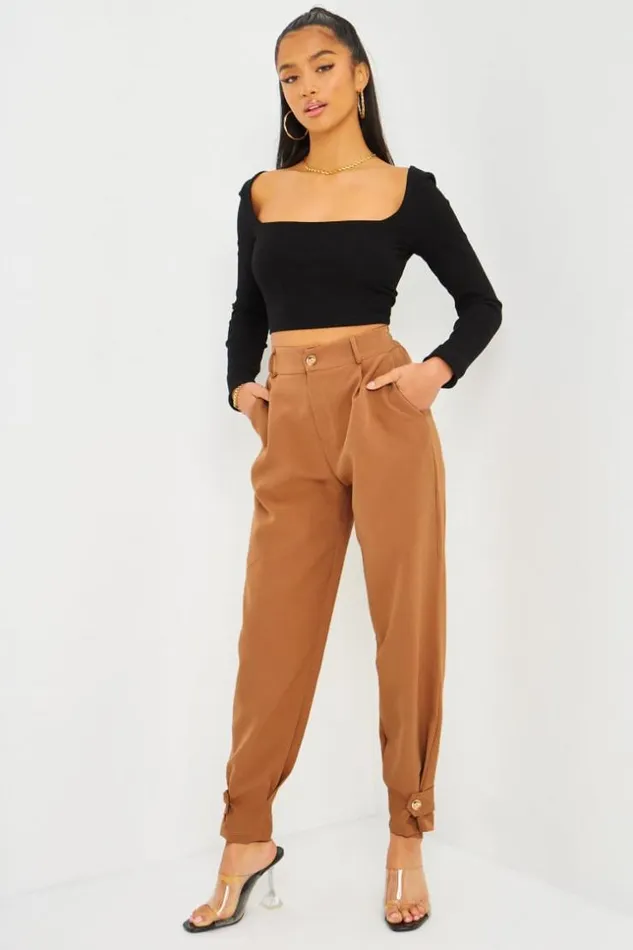 Women Pantalon Camel Fluide Attacher Aux Chevilles Camel Brentiny Paris Pants Women Pantalon Camel Fluide Attacher Aux Chevilles Camel Brentiny Paris Pants