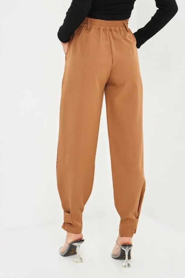 Women Pantalon Camel Fluide Attacher Aux Chevilles Camel Brentiny Paris Pants Women Pantalon Camel Fluide Attacher Aux Chevilles Camel Brentiny Paris Pants