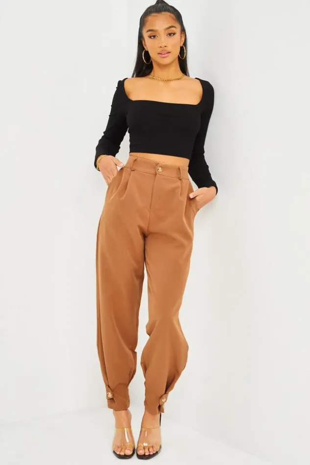 Women Pantalon Camel Fluide Attacher Aux Chevilles Camel Brentiny Paris Pants Women Pantalon Camel Fluide Attacher Aux Chevilles Camel Brentiny Paris Pants