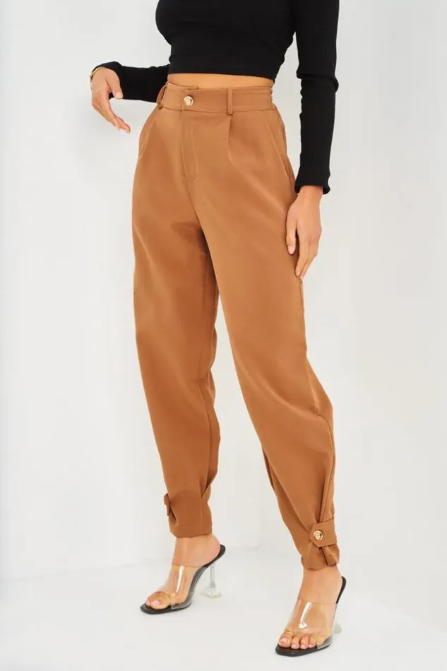 Women Pantalon Camel Fluide Attacher Aux Chevilles Camel Brentiny Paris Pants Women Pantalon Camel Fluide Attacher Aux Chevilles Camel Brentiny Paris Pants