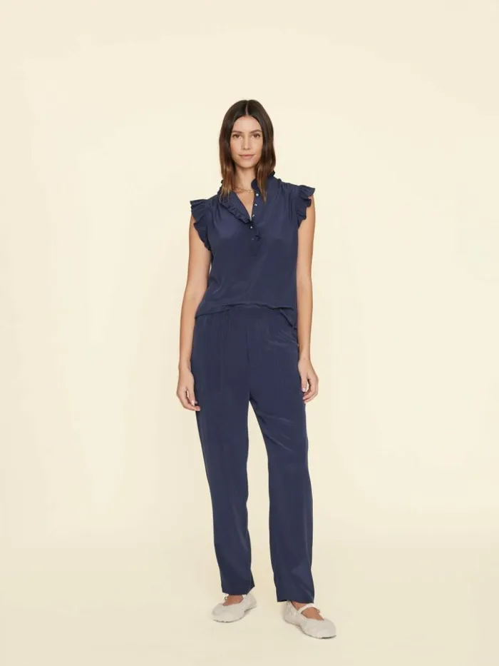 Women Pants and Jumpsuits Xirena Navy Mercer Silk Pant
