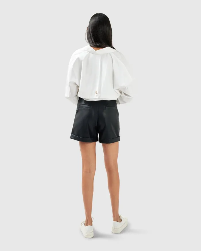 Women Pants and Skirts Belle and Bloom Wilder Days Vegan Leather Shorts 8211 Black