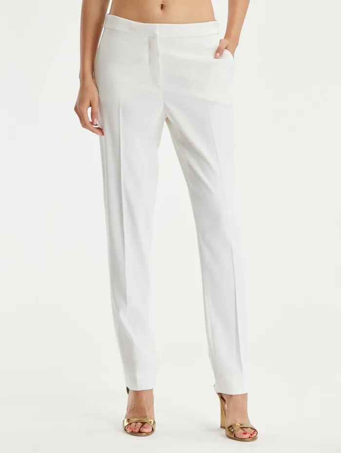 Women Pants and Skirts Oscar De La Renta Zip Front Straight Leg Pant Ivory Women Pants and Skirts Oscar De La Renta Zip Front Straight Leg Pant Ivory