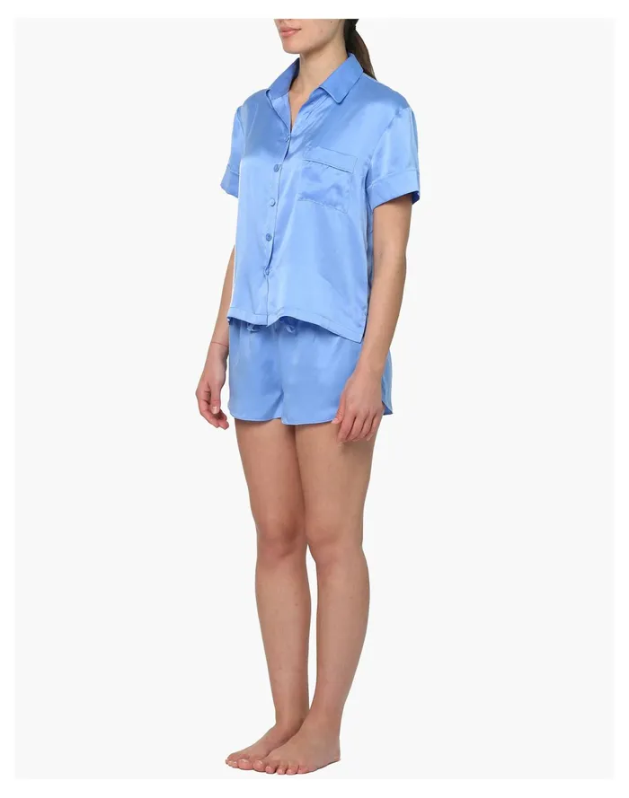 Women Papinelle Sleepwear Pure Silk Boxer PJ In Cornflower Blue Blue Madewell Pajamas Women Papinelle Sleepwear Pure Silk Boxer PJ In Cornflower Blue Blue Madewell Pajamas