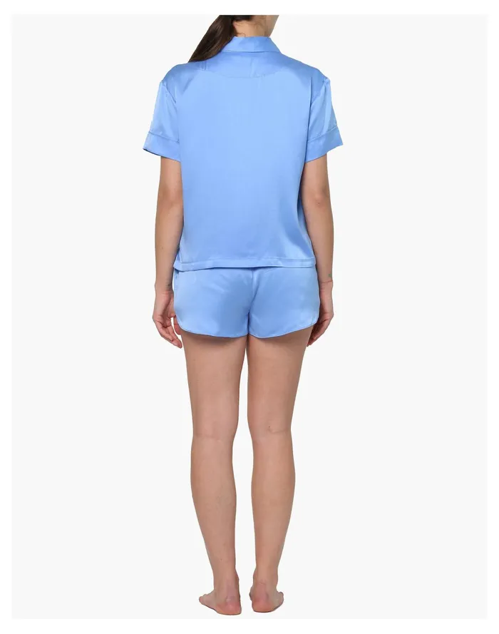 Women Papinelle Sleepwear Pure Silk Boxer PJ In Cornflower Blue Blue Madewell Pajamas Women Papinelle Sleepwear Pure Silk Boxer PJ In Cornflower Blue Blue Madewell Pajamas