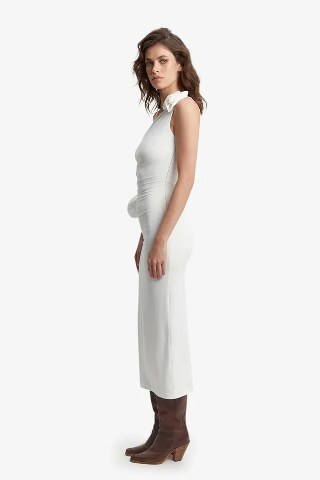 Women Party Dresses Bardot Lilita Ruched Midi Dress In Orchid White Orchid White Women Party Dresses Bardot Lilita Ruched Midi Dress In Orchid White Orchid White