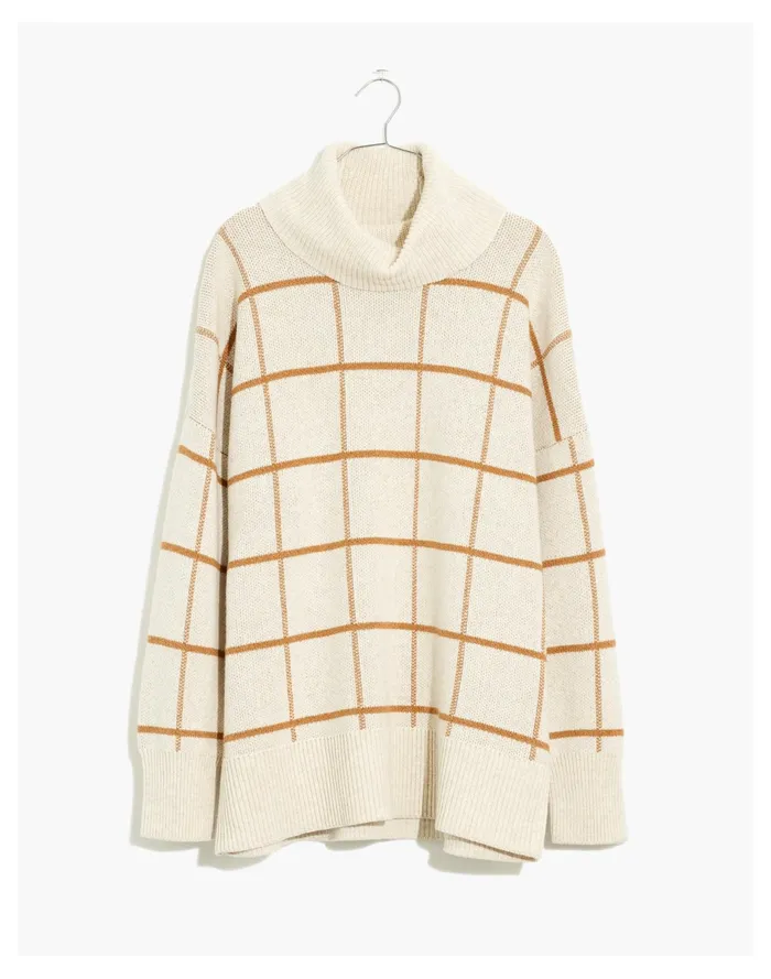 Women Pearldale Turtleneck Sweater In Windowpane Heather Oak Madewell Sweaters Women Pearldale Turtleneck Sweater In Windowpane Heather Oak Madewell Sweaters