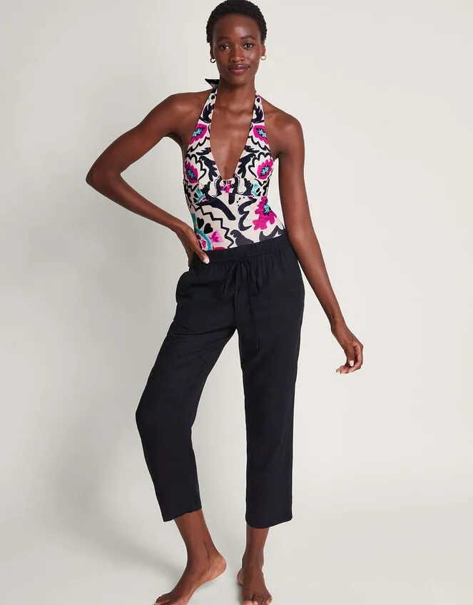 Women Penina Crop Trousers Black Monsoon Beachwear and Swimwear