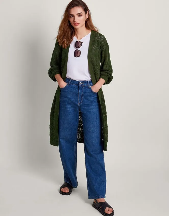 Women Phea Pointelle Cardigan Green Monsoon Cardigans