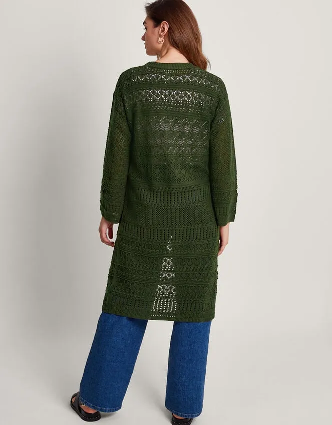 Women Phea Pointelle Cardigan Green Monsoon Cardigans